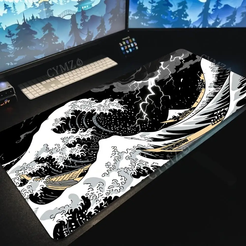 

Kanagawa Art Waves большой коврик для мыши, настольный коврик, игровые коврики, нескользящие аксессуары для ПК с прошитыми краями, коврик для клавиатуры, коврик для мыши, офисный коврик
