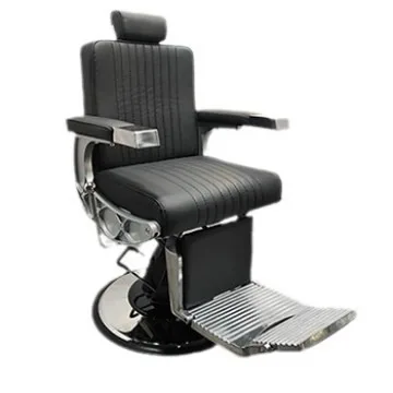 Modern Retro Oil Head Barber Chair for Hair Salon Large Metal PU Chair with Tilt & Lift Shaving Features Dining Application