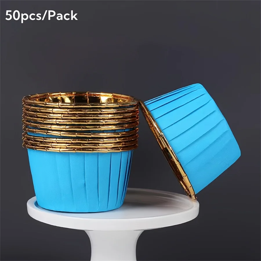 50er-Pack runde Backformen für Cupcakes und Muffins, 9 Farben, hitzebeständige Einweg-Backförmchen aus Aluminiumfolie, geeignet