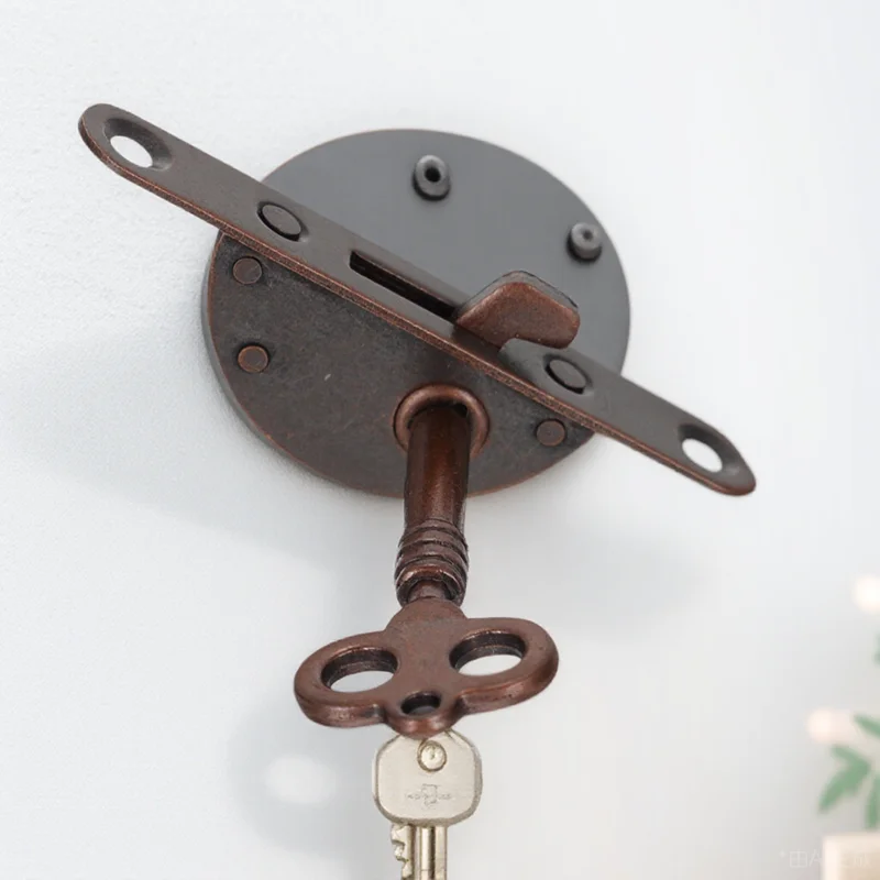 

2 Sets Vintage Iron Cabinet Door Cupboard With Key Furniture Set Drawer Lock Hardware Retro Storage Box Latch Red Bronze