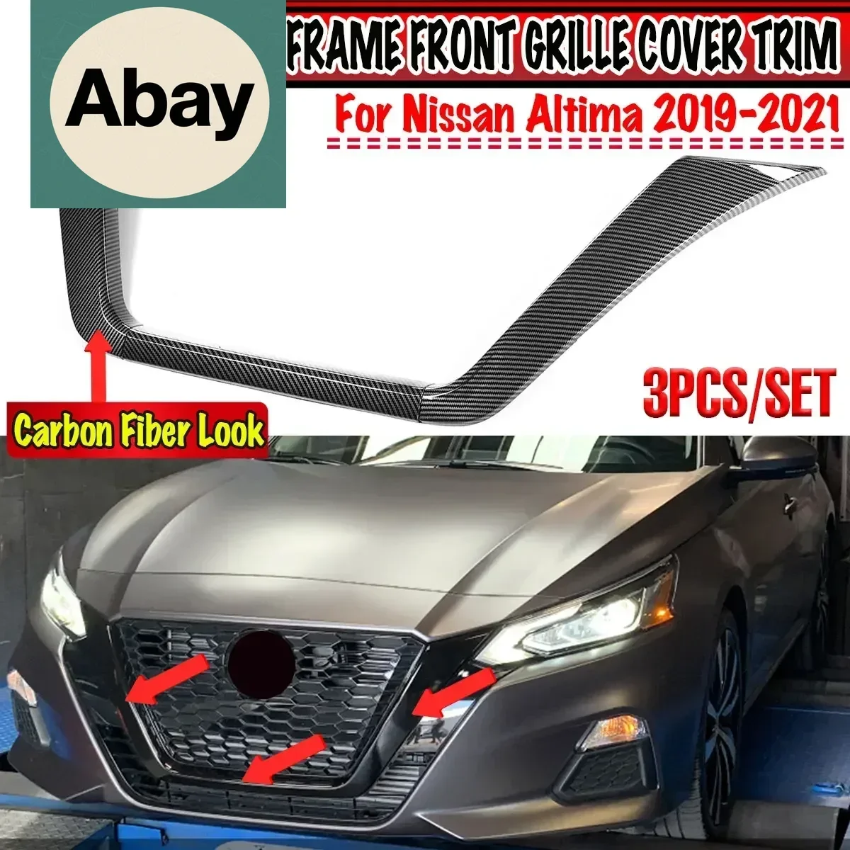 

Подходит для обновления вашего катания с гоночными решетками для Nissan Altima 2019-2021, ABS, решетка переднего бампера, накладка на решетку