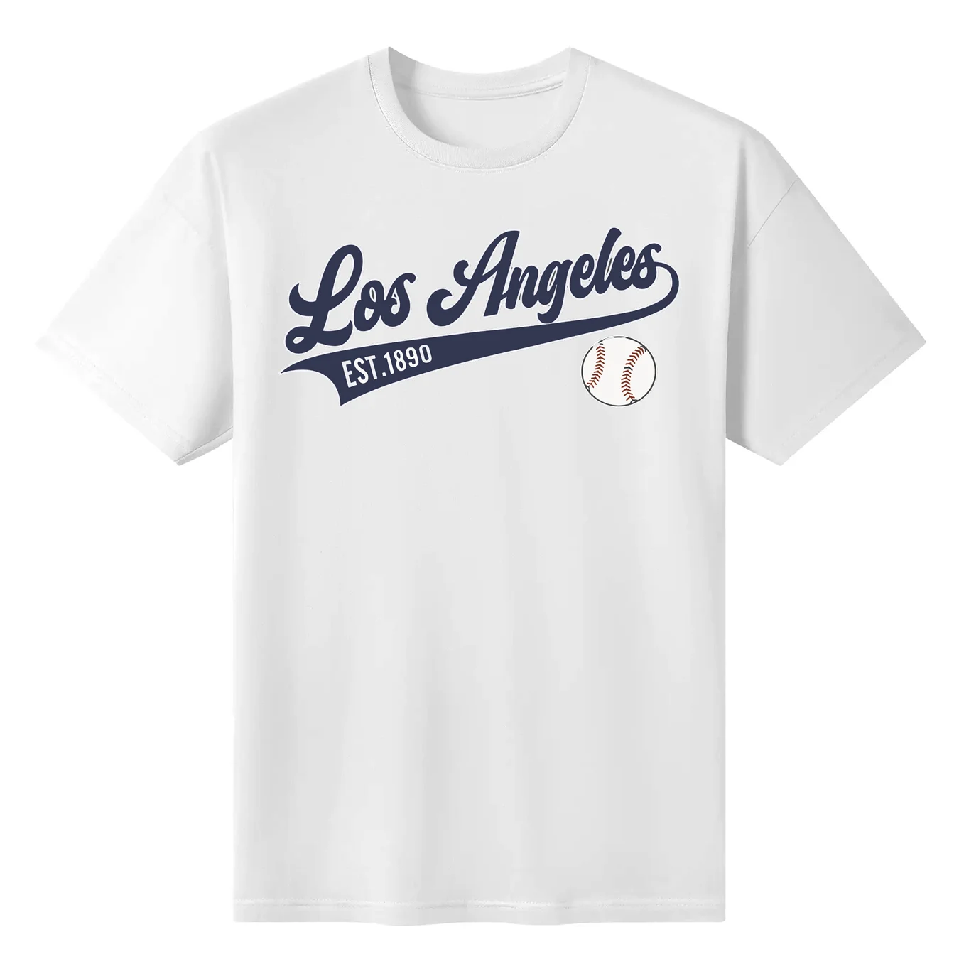 Los Angeles Baseball Team Print Cotton T-Shirt Men Clothes Graphic Personalized Pattern Short Sleeve Crew Neck High Quality