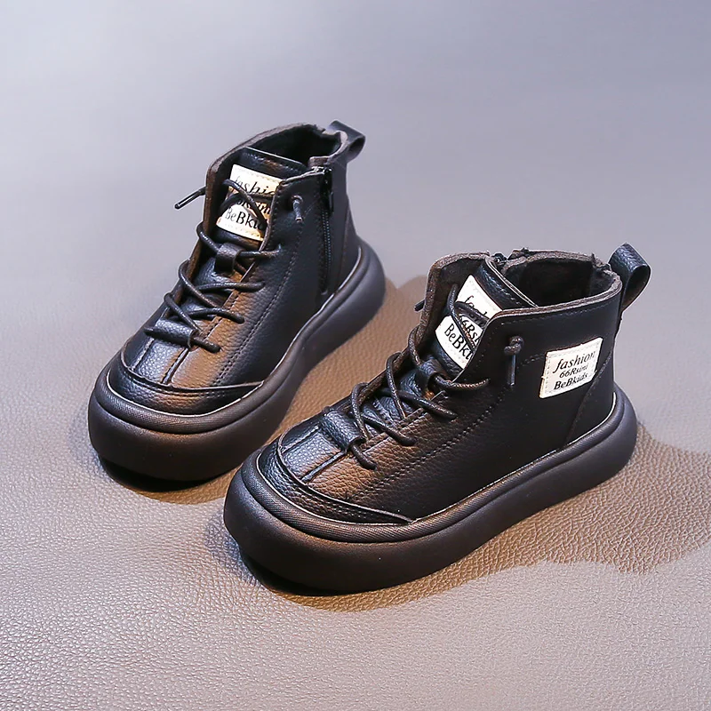 Little Girls Plush Lining Ankle Boots 2026 New Winter Kids Sporty Boots Non-slip Comfort Versatile School Outdoor Daily Wear