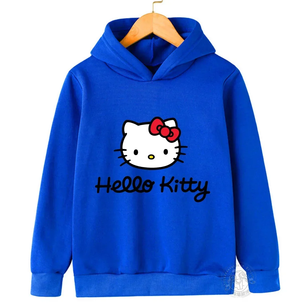 Disney-Kawaii Hello Kitty Hoodie para crianças, roupas de bebês e meninas, moletom quente, tops infantis, roupas da moda outono