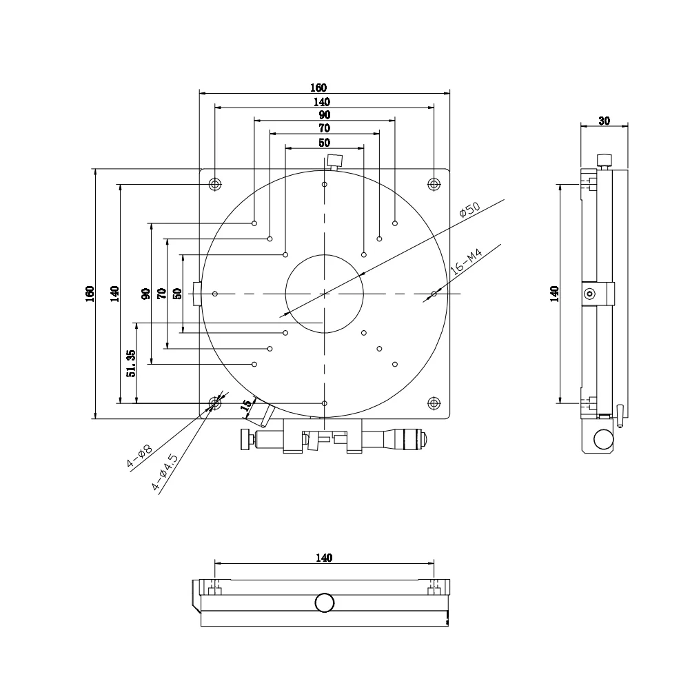 Sliding Stage R160 Manual Rotation Stage Rotating  Precision Bearing Sliding Tuning Stage 160mm*30mm R Rotation Stage