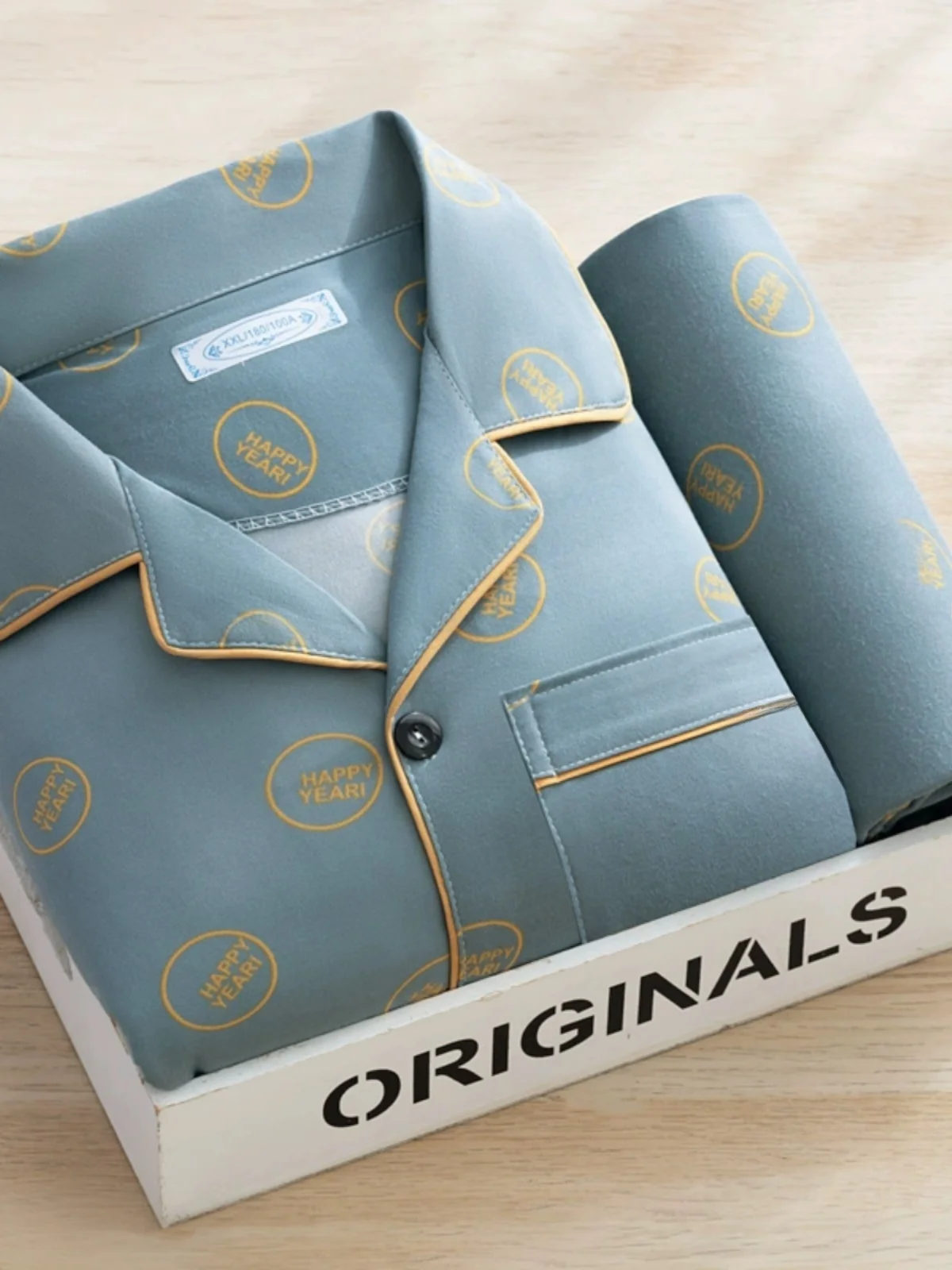 Pigiama da uomo in cotone sottile Pantaloni lunghi lunghi Sve Set da due pezzi Casual Stampa semplice Lettera Abbigliamento per la casa Primavera Autunno Gioventù Sle