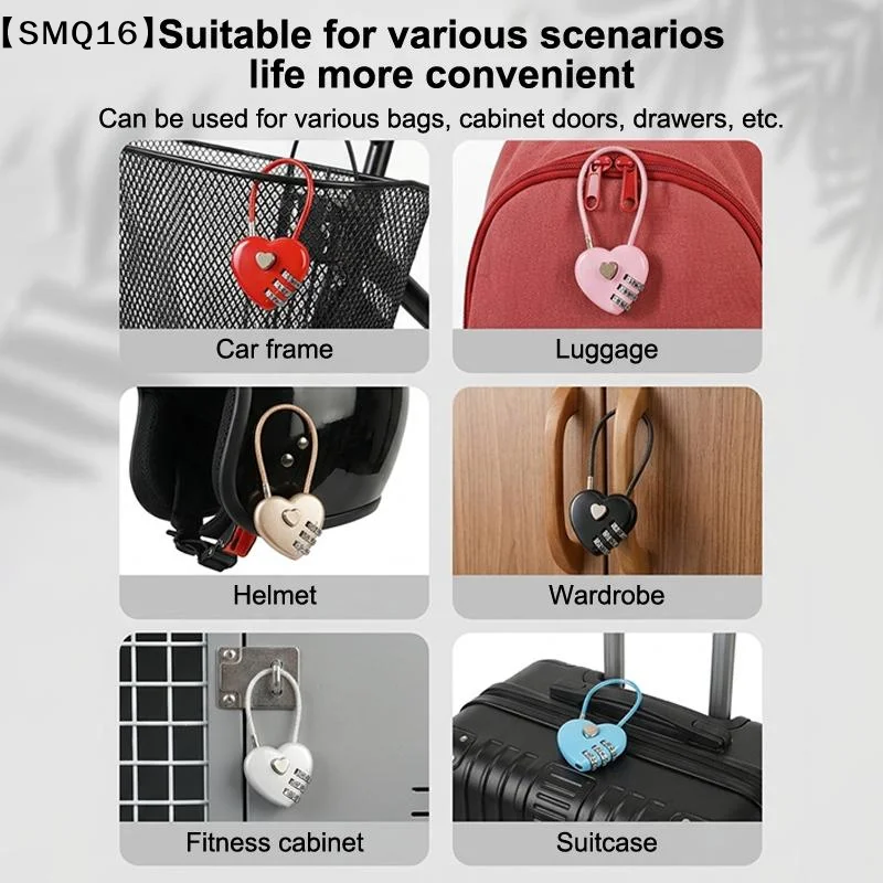 1Pcs Password Code Padlock Fashion Heart Style 3 Digit Password Combination Lock New Love Password Lock Concentric Padlock【SMQ】