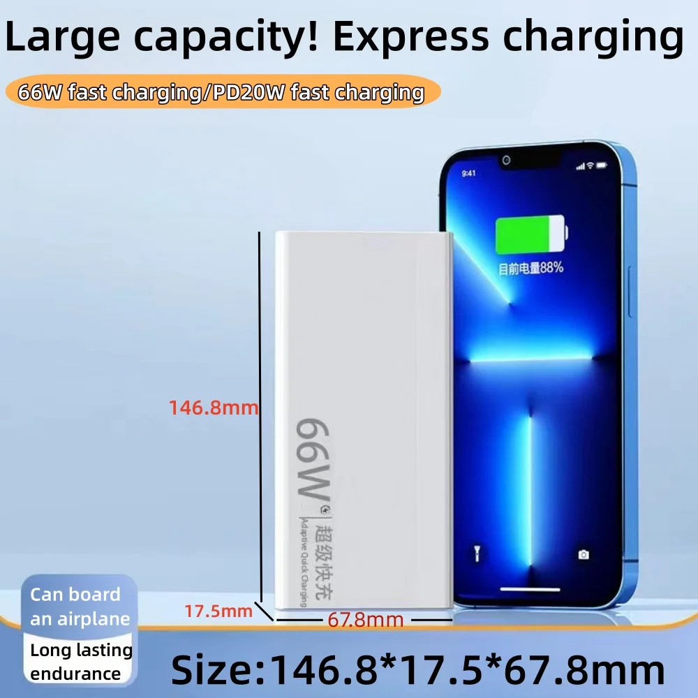 Imagem -04 - Banco de Potência de Carregamento Super Rápido Powerbank Portátil Ultrafino Iphone 13 14 Pro Huawei Xiaomi Samsung pd 20w 100000mah 66w