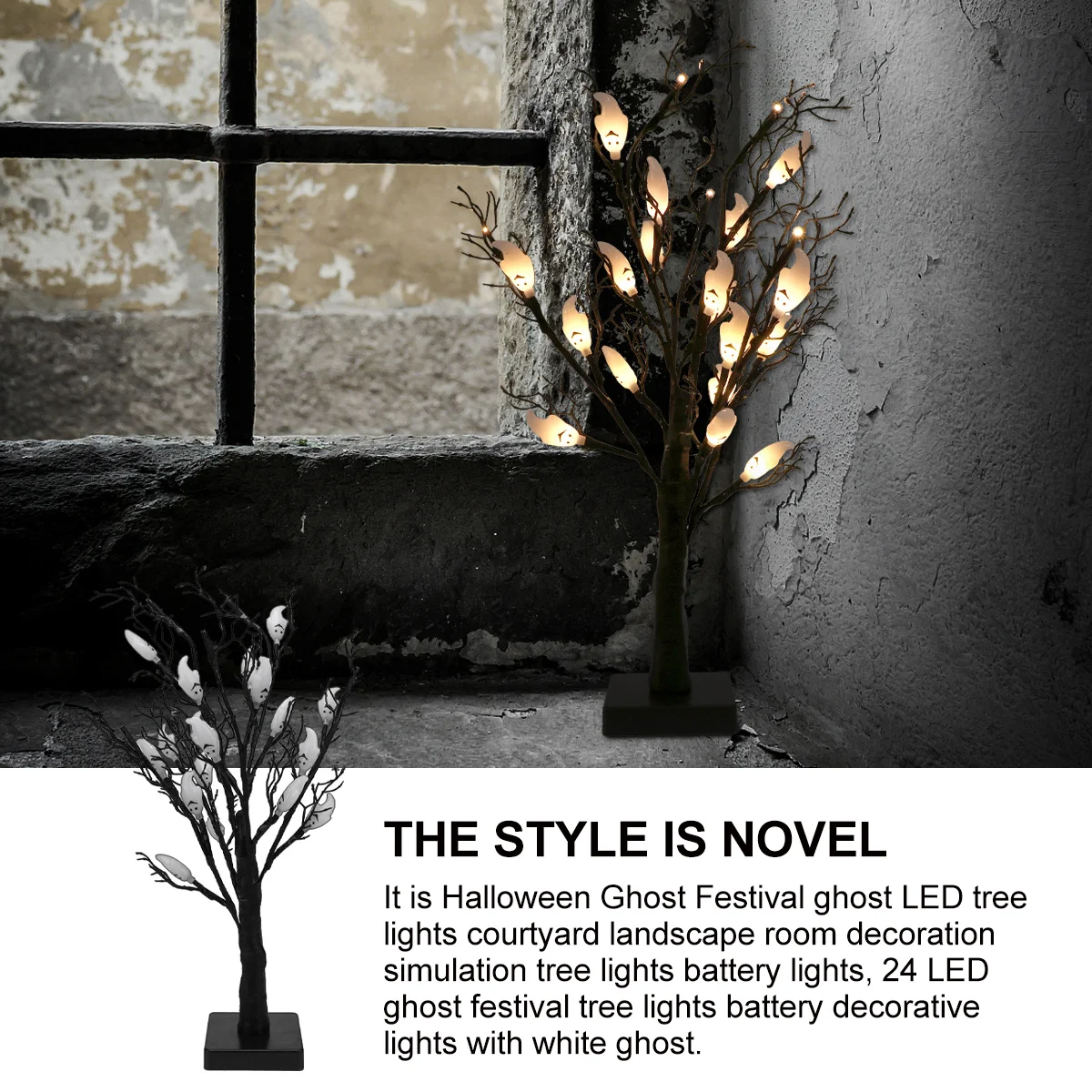 1 قطعة LED شجرة ضوء هالوين شبح ديكور ليلة مصباح الإبداعية مصباح للزينة لمهرجان المنزل في الأماكن المغلقة في الهواء الطلق
