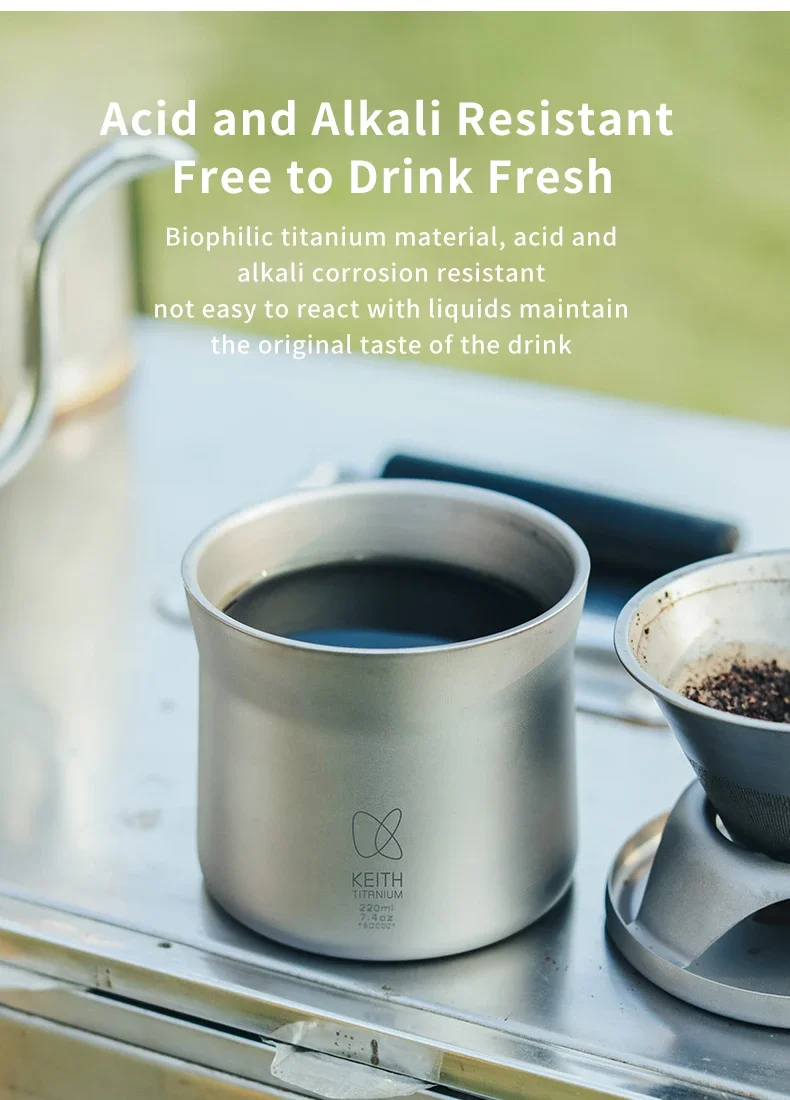 Keith Titanium Ultralight Kaffeemaschine Ti3911, inklusive maßgeschneiderter Premium-Lederhülle, multifunktionale Teetasse für Outdoor-Camping – Detail 7