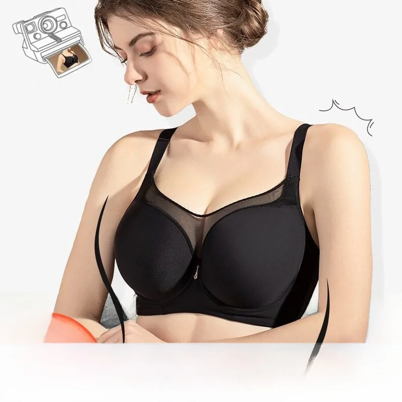 

Sl Women's Bra Top Strapl Gathered Thin Design Large Size Underwear for Firming And a Chest And Eliminating Si...