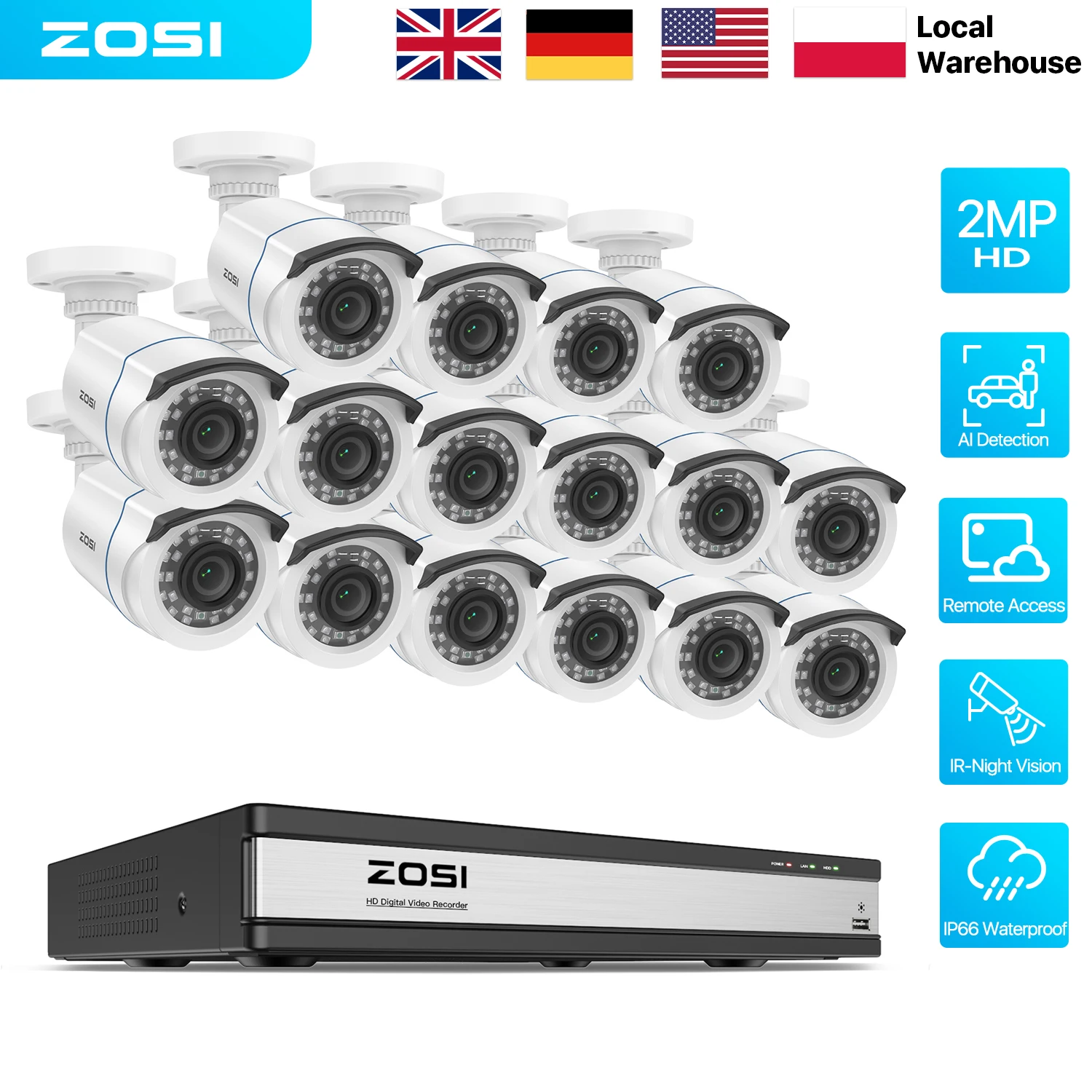 Home Security Systems - ZOSI 16채널 3K 보안 카메라 시스템
