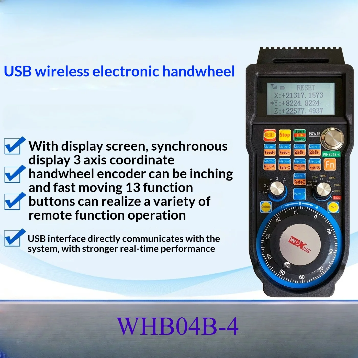 

XHC WHB04B CNC Mach3 Handwheel Wireless Mach3 MPG Pendant Handwheel For Milling Machine 4Axis MPG WHB04B-4 NEACARVE