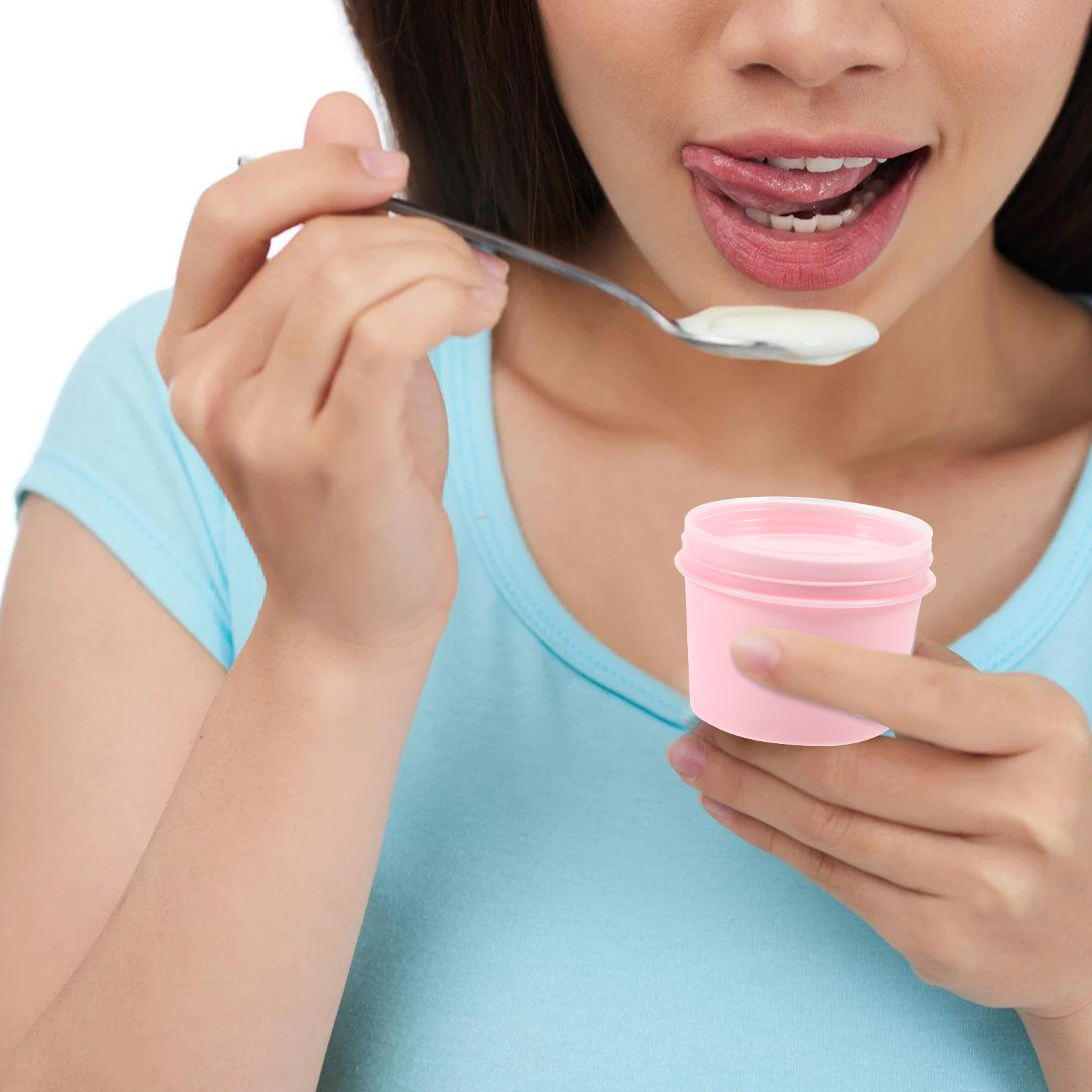 

10pcs Ice Cream Containers Pink Plastic Freezer Bowls Tight Lids Yogurt Cups Stackable Storage Solutions No Leak Guarantee