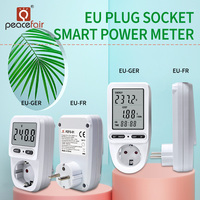 Digital Wattmeter Power Consumption Meter Socket EU GER FRA Plug Electricity Energy Meter AC 220V Wattage Kwh Price Monitor