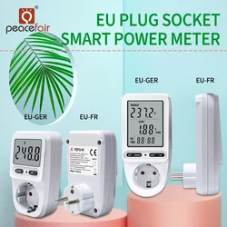 Digital Wattmeter Power Consumption Meter Socket EU GER FRA Plug Electricity Energy Meter AC 220V Wattage Kwh Price Monitor