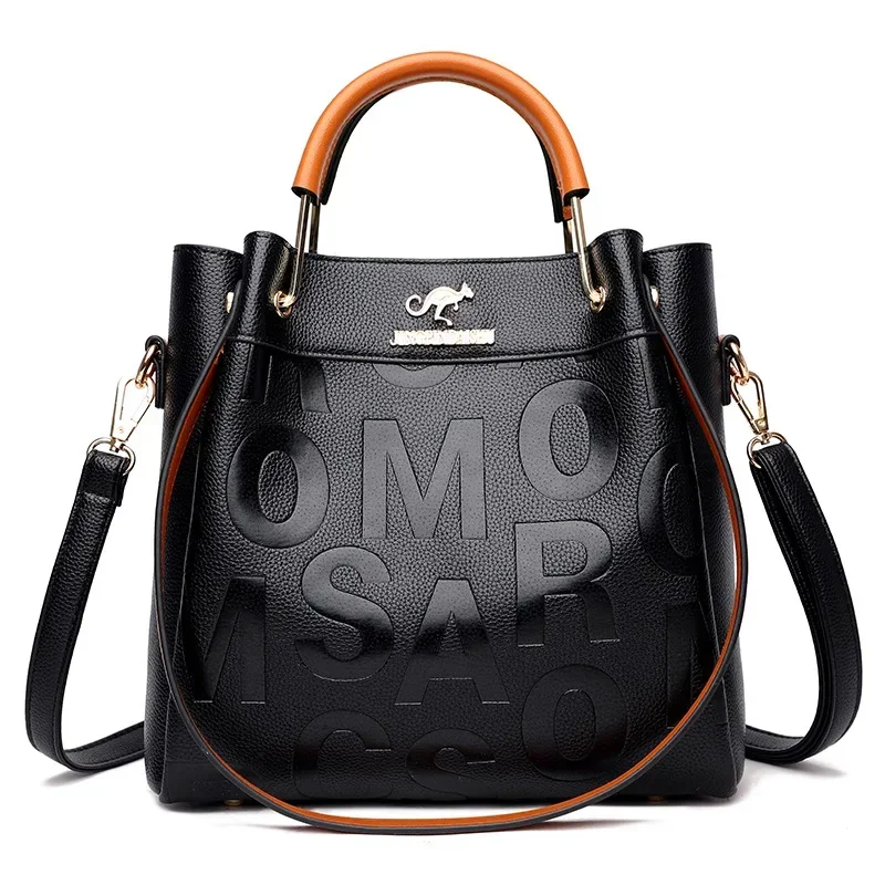 2025 New Crossbody Bag Large Capacity Popular on The Internet Same Western Style Soft Leather Embossed Shoulder Handbag