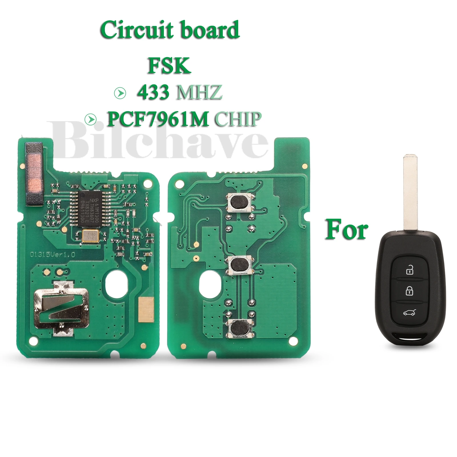 

jingyuqin 3B For Renault Symbol Trafic Fit Dacia Duster Logan Sandero Fob FSK 433Mhz 4A PCF7961M Chip Remote Key Circuit Board