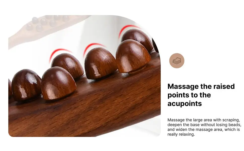 

Wooden Massager Stick Manual Drainage Massager Professional Handheld with 26 Beads Guasha Stick for Neck Leg Shoulder Back Body