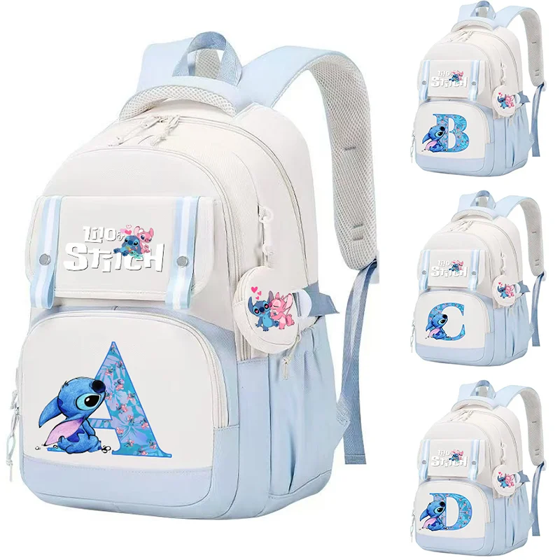 

Blue Backpacks Lilo Stitch Letter Mochilas Daypack Boy Student Teenager Rucksack Cute SchoolBag Laptop Bag Gift With Coin Purse