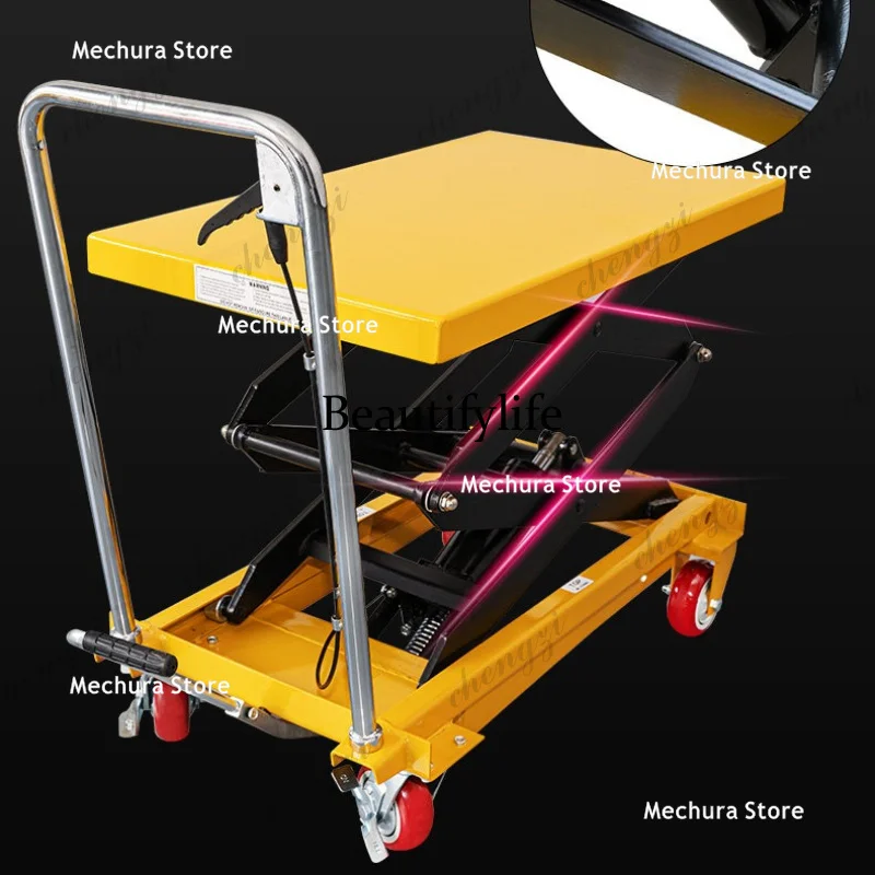 A81 Portable Mobile Hydraulic Lift Table Cart - Compact Manual Scissor Lift Platform Trolley for Warehouse & Workshop