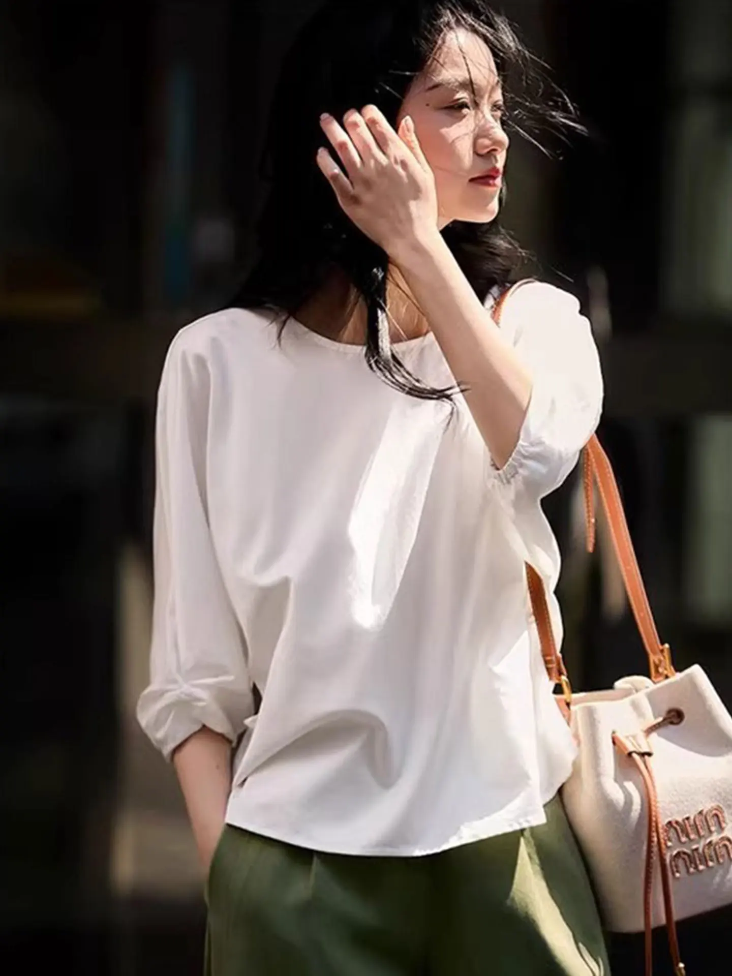 

Женский летний топ с завязками на талии, однотонный, в корейском стиле, прямого кроя, для повседневной носки