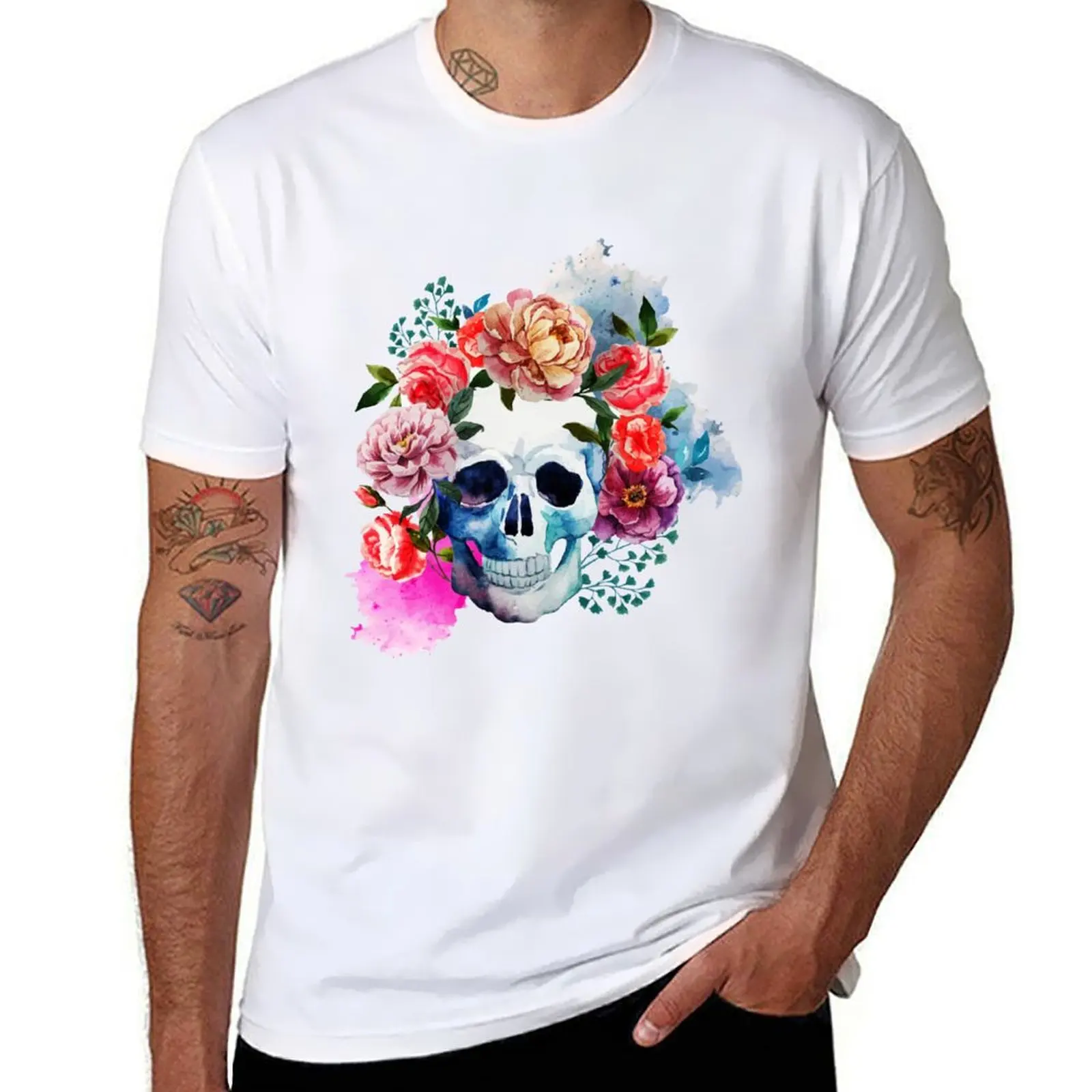 

Flower Skull T-Shirt t shirt man cotton man t shirt cotton high quality man t shirt designer T-Shirt