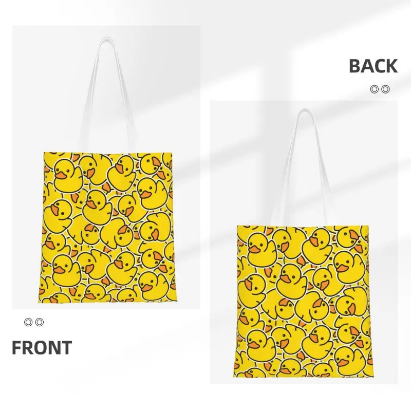 Bolso de mano con estampado divertido para compras, bolso de mano de lona para compras, amarillo, clásico, pato de goma, gótico