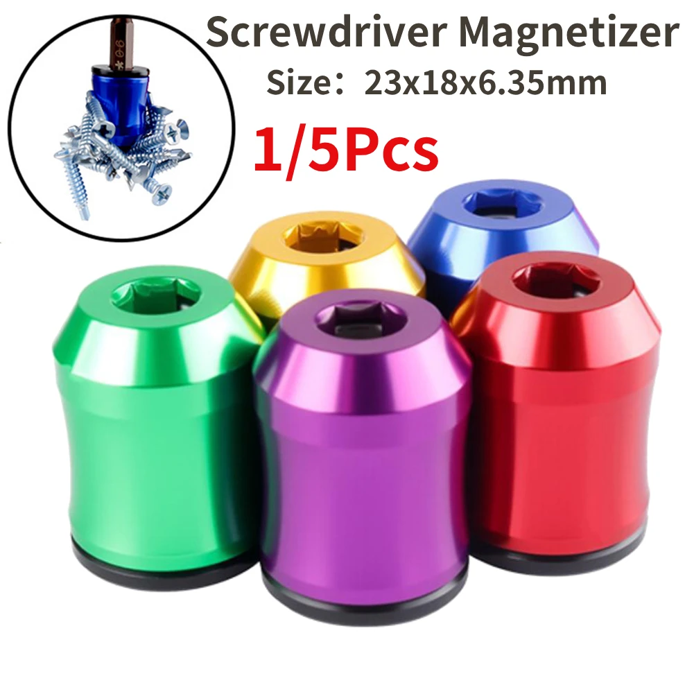 1/5Pcs Magnetic Screw Rings Magnetized Ring Screwdriver Bits  Aluminum Alloy 6.35mm Shank Screw Bit Magnetic Magnetizer
