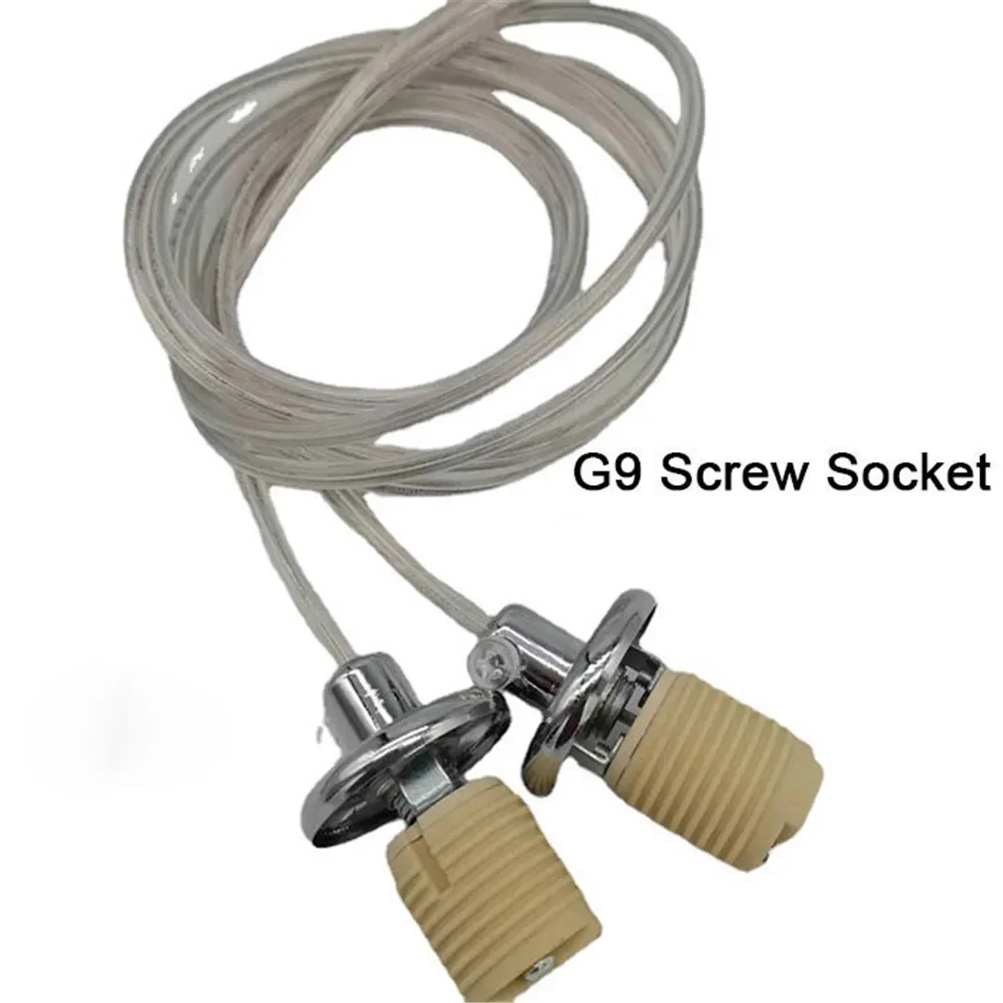 

2/10/25 шт. керамический патрон для лампы с резьбой G9 и подвесным проводом длиной 1 м, основание гнезда с винтовой резьбой G9 + аксессуары для освещения кабеля оптом