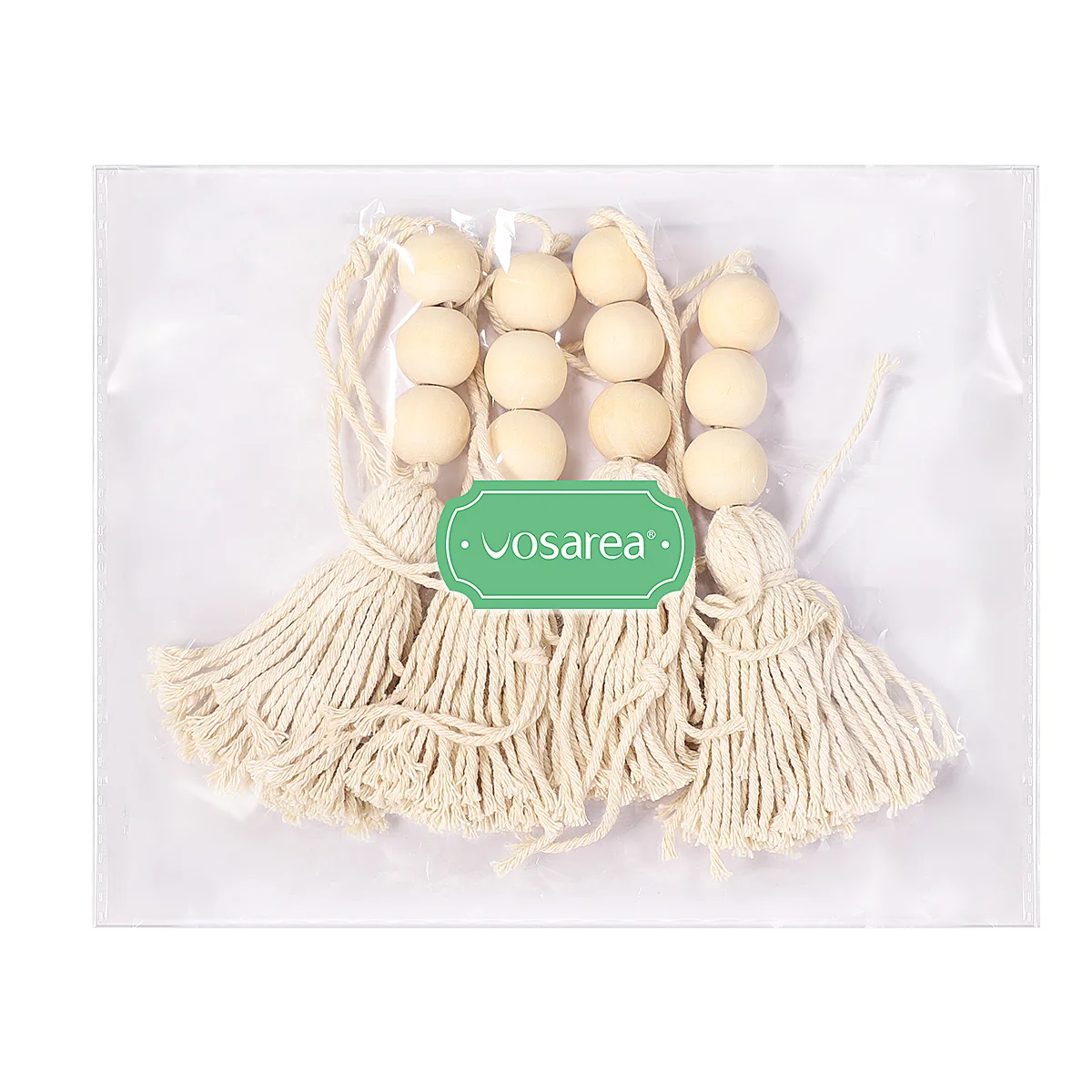 Neutral Ornaments Natural Hanging Pendants Cotton Tassel Wood Beads Decorative Thread