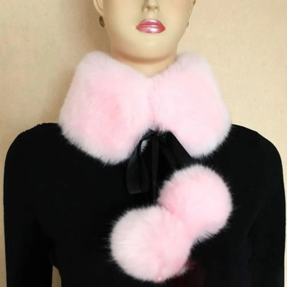 Rabbit Fur Plush Ball False Collar Women Shawl Wraps Winter Ladies Push Thermal Neck Warmer False Collar Shawl Neckerchief Scarf