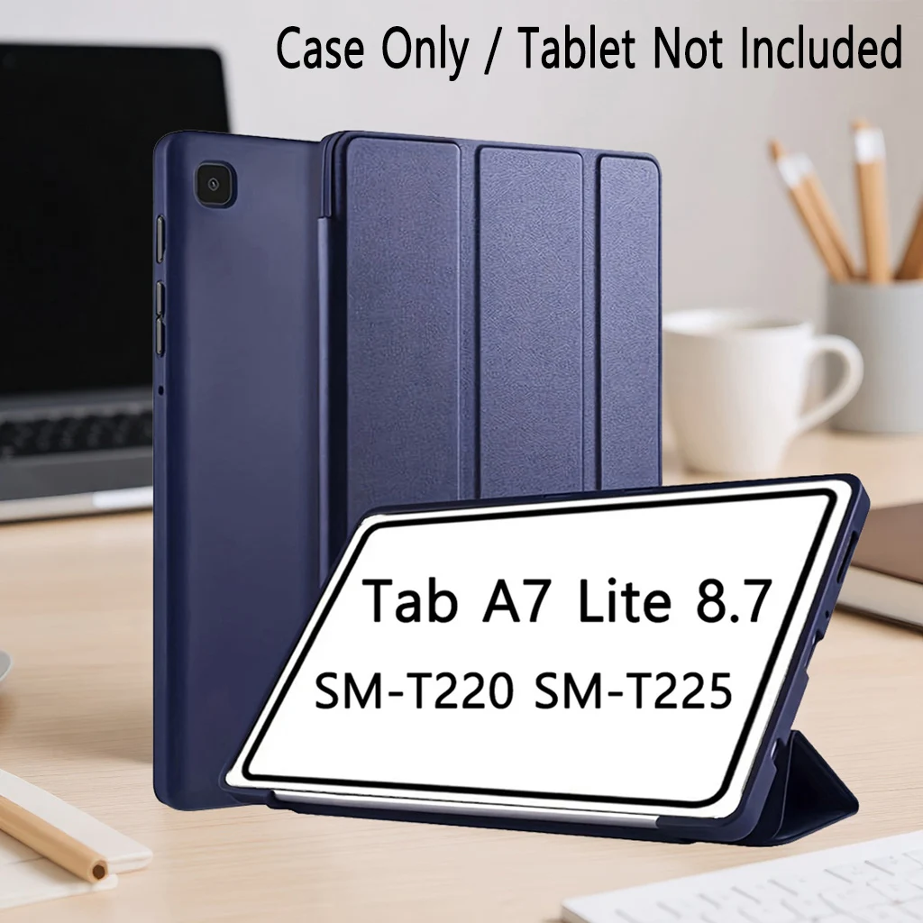 Case for Samsung Galaxy Tab A7 Lite 8.7 Inch 2021 (SM-T220/T225/T227), Ultra Thin Lightweight Soft Back Shell Tri-Fold Stand