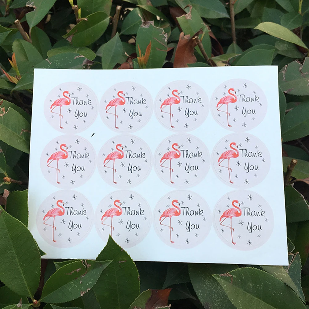 

360 Pcs Stickers Sealing Treat Bag Cookie Labels Cake Thank You Flamingo Decorative