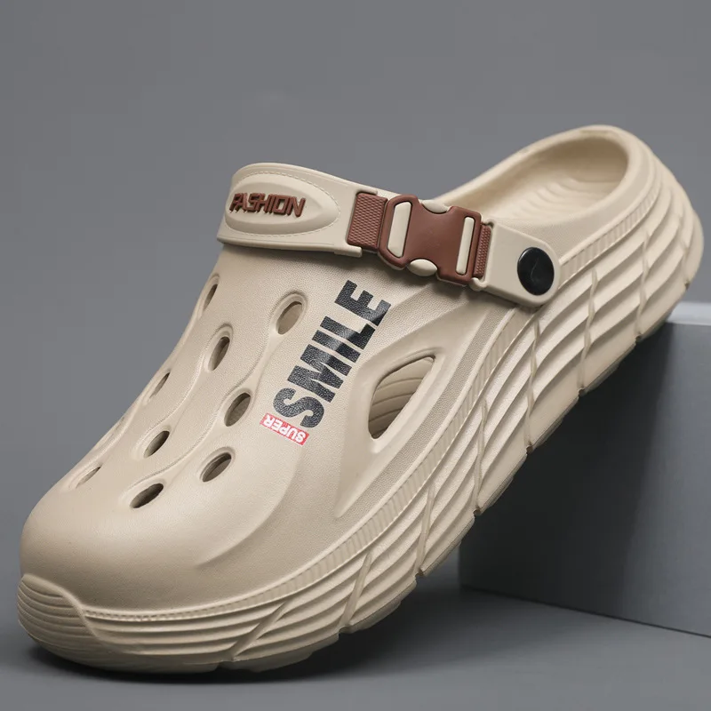 EVA stepping on shit feeling hole shoes men's 2026 new summer trend outer wear bag head thick sole driving non-slip sports beach
