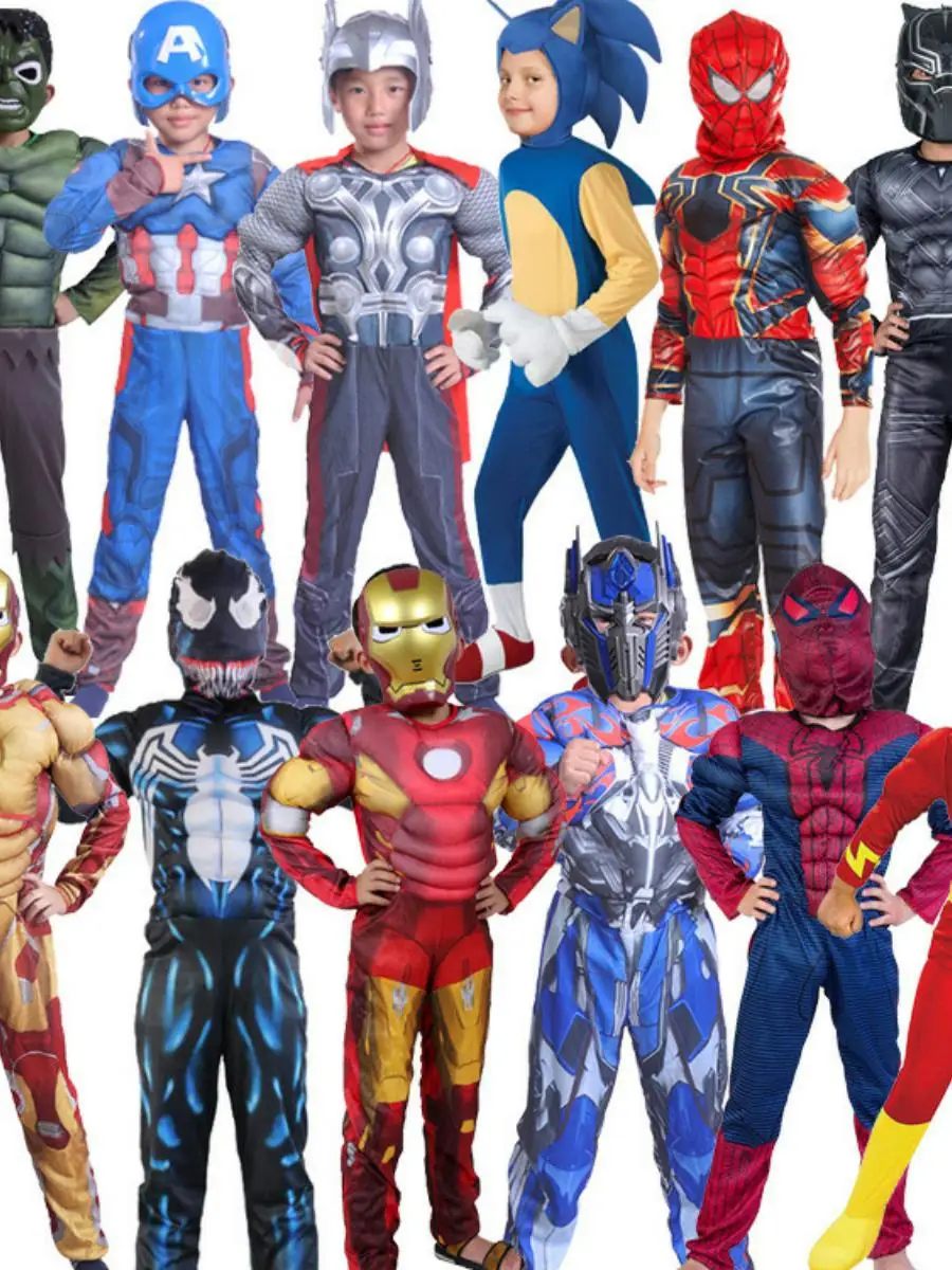 

loween Costume Children's Captain Spiderman Muscle Thor een Giant Performance Clothes Polyester Material
