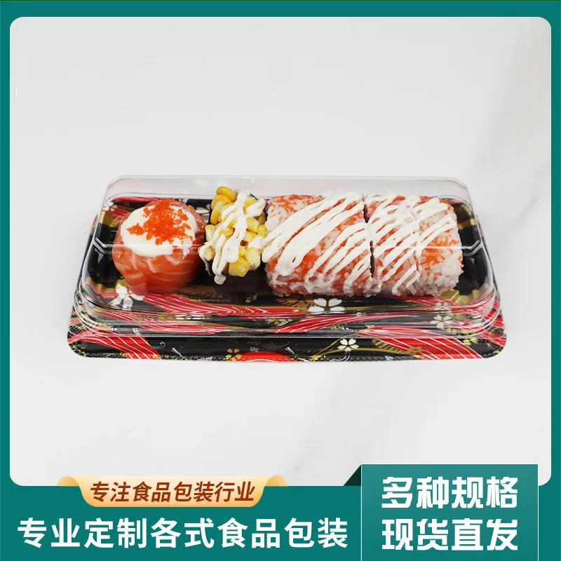 Custom. Yitai Sushi Box Disposable Japanese Style Food Container Plastic Packaging Vegetable and Fruit Snack Blister PS Box Prin