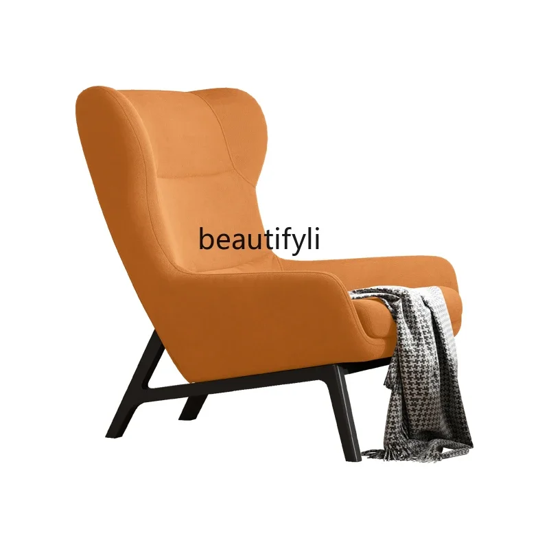 

S Nordic Simple Leisure Wingback Chair Balcony Light Luxury Sponge Lazy Bone Chair Living Room High Back Single-Seat Sofa Chair