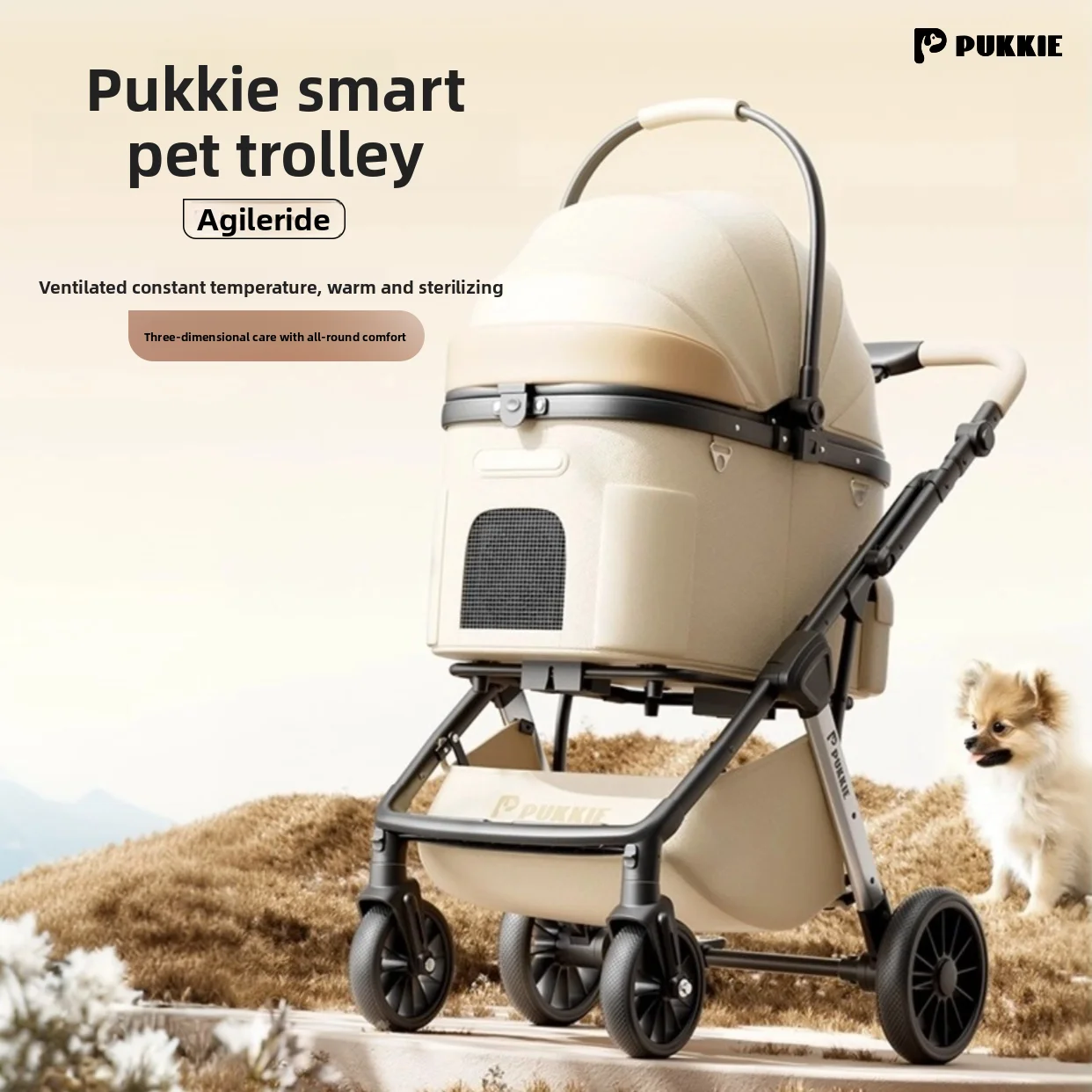 

Smart Ventilation Heating Sterilization Pet Stroller Foldable Detachable Lightweight for Travel