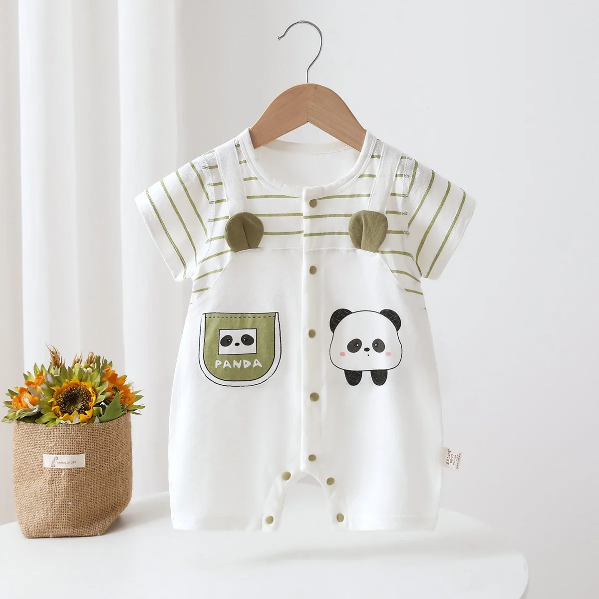 Macacão de Verão para Bebê Menino, Novo Modelo 2026, Roupas para Bebês de 6 a 18 Meses, Macacão de Algodão Puro, Manga Curta, Estilo Cool e Fofo para Recém-Nascidos