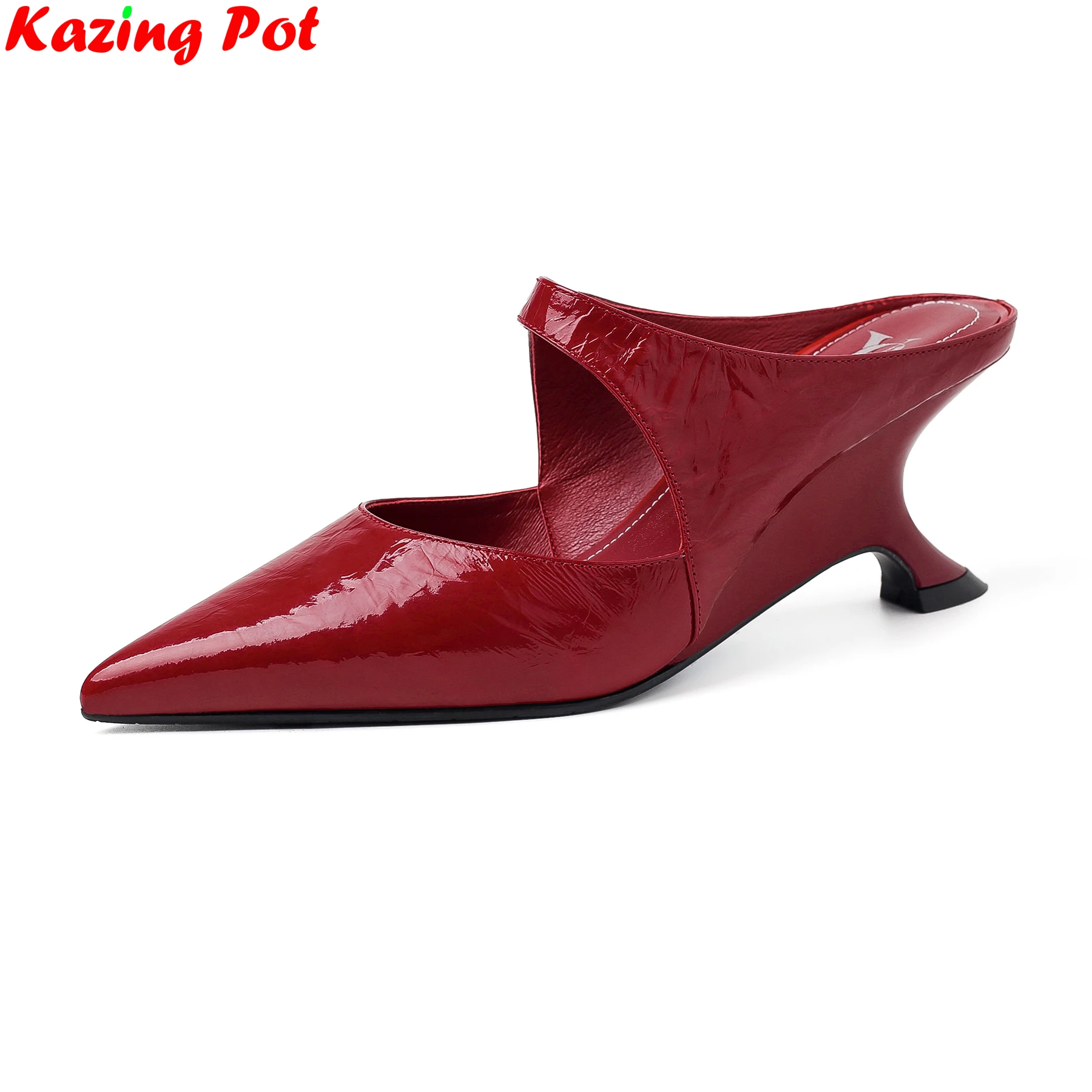 

Fashion Cow Skin Pointed Toe Wedges High Heels Shallow Summer Autumn Shoes Dating Elegant Dress Comfort Slingback Women Pumps