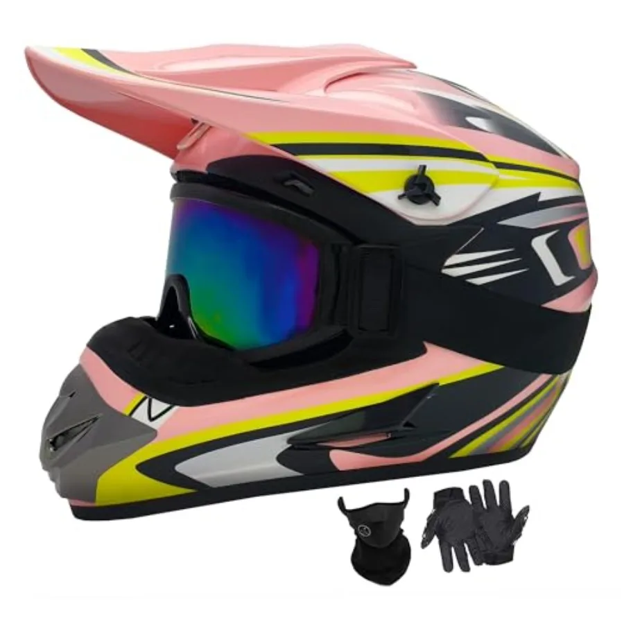 

Youth Dirt Bike Helmet for Motocross ATV BMX Mountain Bike Off-Road Use, Polycarbonate Shell, Matte Black, DOT Approved with Go