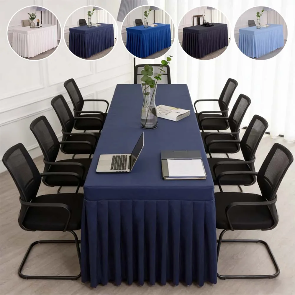 

1PC Rectangle Table Skirt Polyester Fitted Tables Cover Solid Color Cloth for Multiple Size Table with Skirt Tablecloth Скатерть