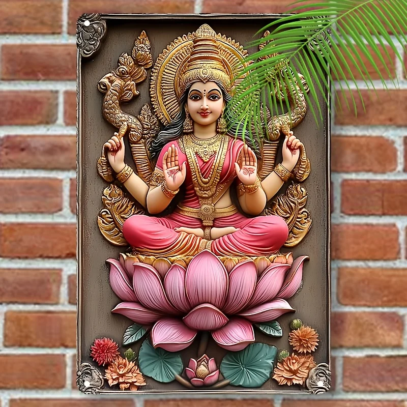 

Aluminum Square Sign 7.9"x11.9" - 2D Lakshmi, God of Death Theme - Decorative Wall Art for Home, Kitchen, Living Room, Bar