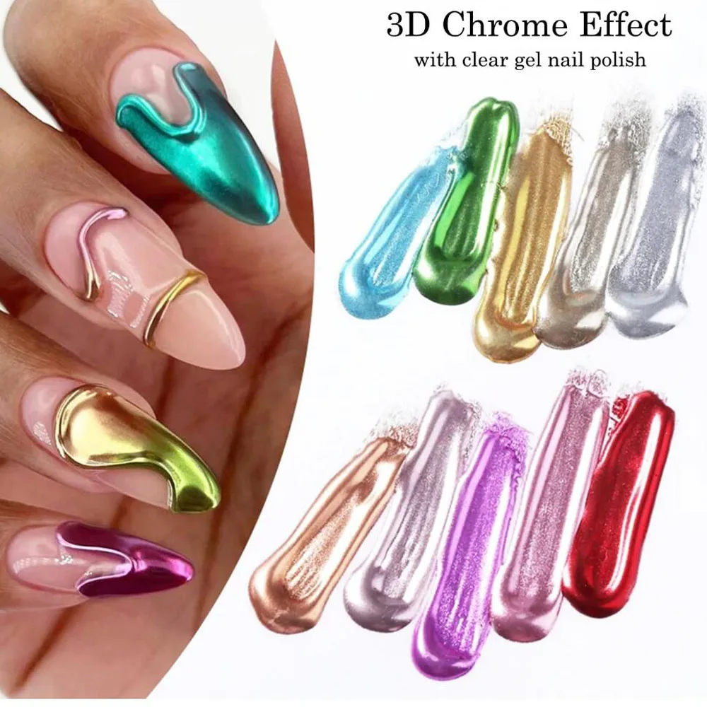 6 ขวด/ชุดคริสต์มาสเล็บกระจกสี Xms สะท้อนแสงเมทัลลิค โครเมียมเล็บกลิตเตอร์ผง DIY เทศกาลวันหยุดเล็บถูฝุ่น