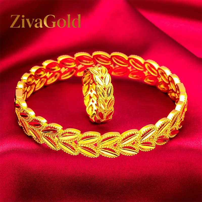 

ZivaGold Wheat Ear Clasp Bracelet for Women, 24K Gold, AU999 | Polished wheat ear clasp, delicate band for daily countryside