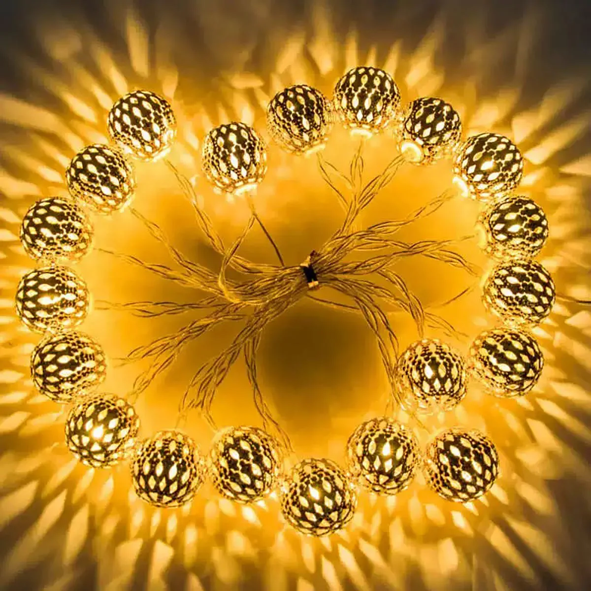 

Железный марокканский шар, световая гирлянда, украшение для атмосферы Рамадана, светодиодная гирлянда, украшение для шкафа, украшение для двора, полый шар