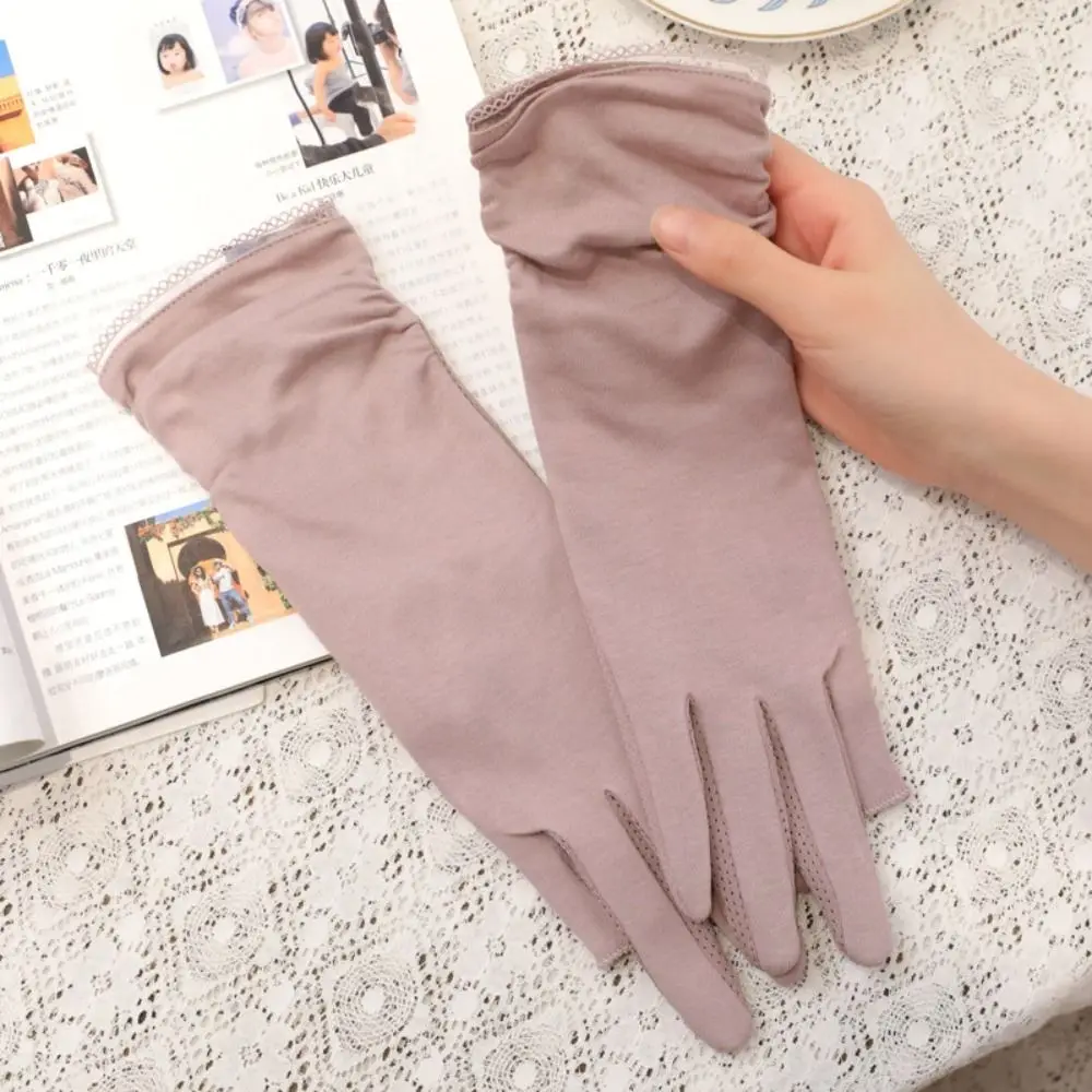 자외선 차단 여성용 선스크린 장갑, 통기성 좋은 자외선 차단 라이딩 장갑, 미끄럼 방지 얇은 여름 운전 장갑 여성용