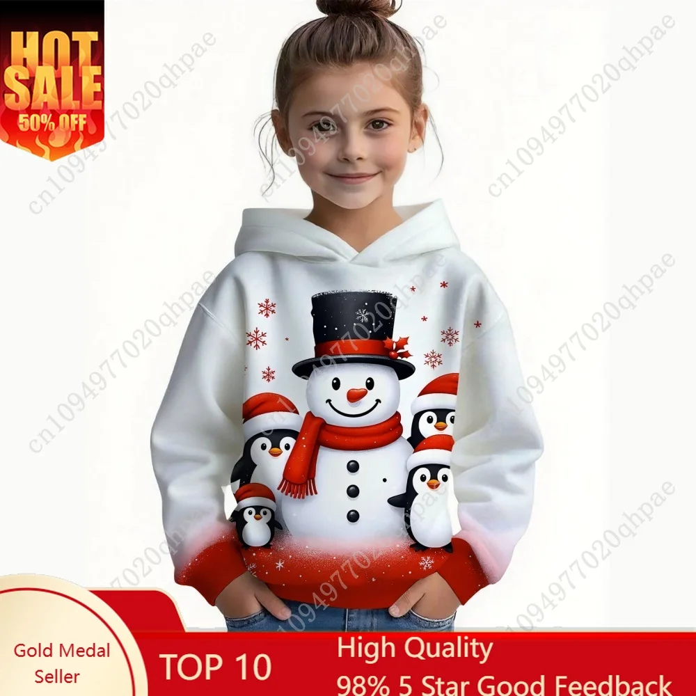 

Children Sweatshirt Christmas Cute Snowman Print Pullover Long Sleeve Hoodies Fashion Holiday Party Streetwear Children Hoodie