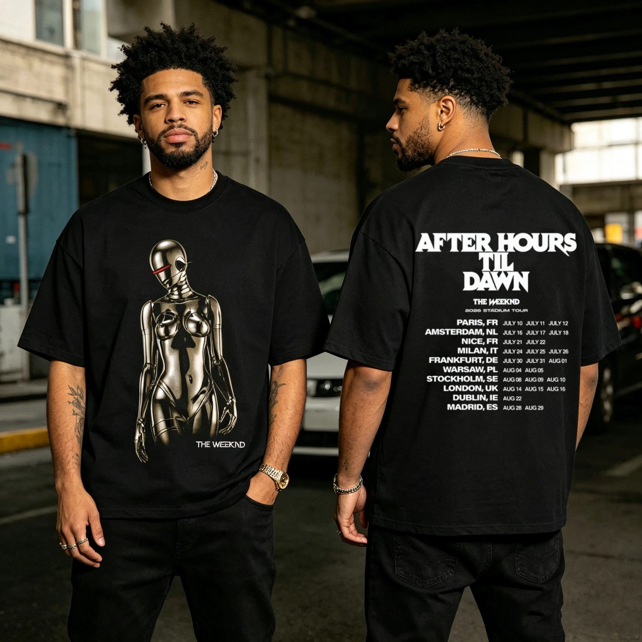 After Hours Til Dawn Tour Europe graphic 2026 The Weeknd T-shirt 100%Cotton Men's Women's Popular Fashion Casual Tshirt Y2k Tops